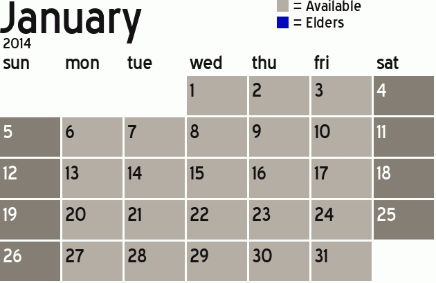 Missionary Dinner Calendar