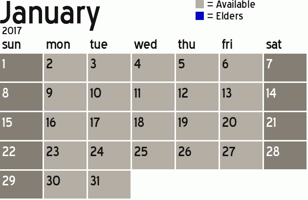Missionary Dinner Calendar
