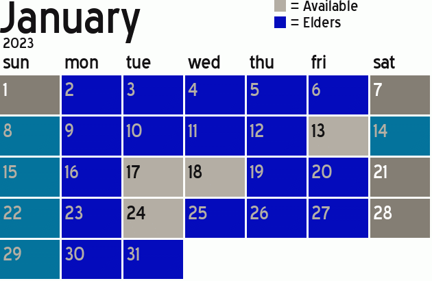 Missionary Dinner Calendar