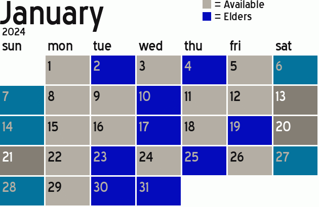 Missionary Dinner Calendar