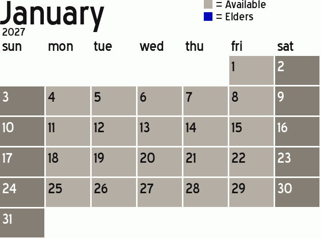 Missionary Dinner Calendar