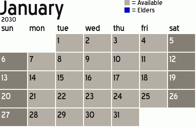Missionary Dinner Calendar