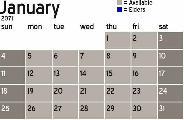 Missionary Dinner Calendar