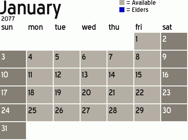 Missionary Dinner Calendar