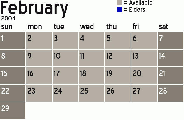 Missionary Dinner Calendar