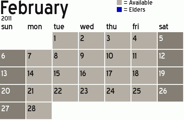 Missionary Dinner Calendar