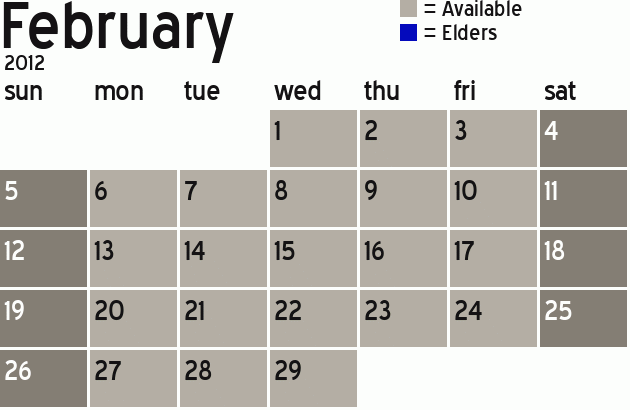 Missionary Dinner Calendar