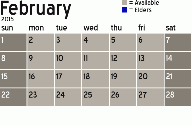 Missionary Dinner Calendar
