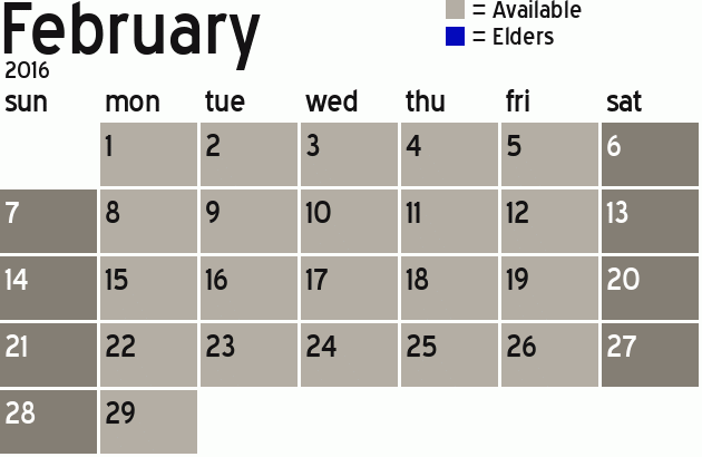 Missionary Dinner Calendar