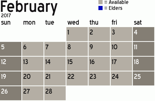 Missionary Dinner Calendar