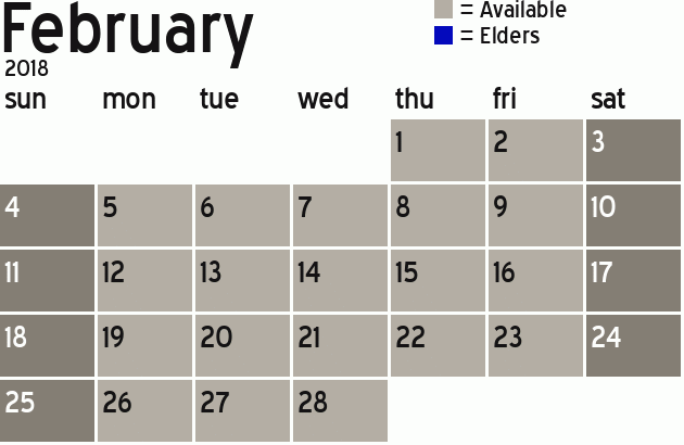 Missionary Dinner Calendar