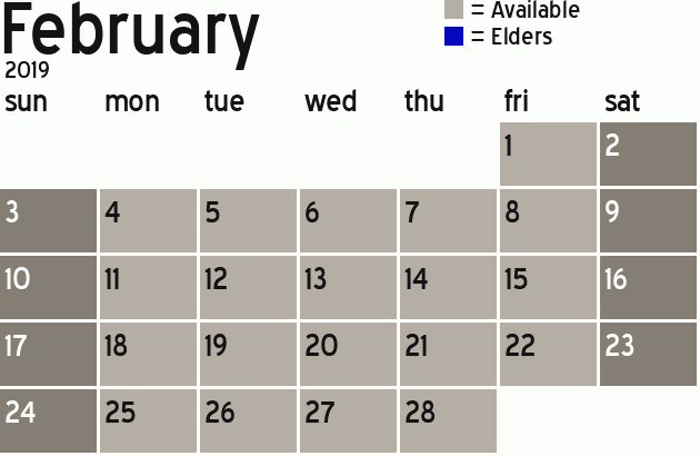 Missionary Dinner Calendar