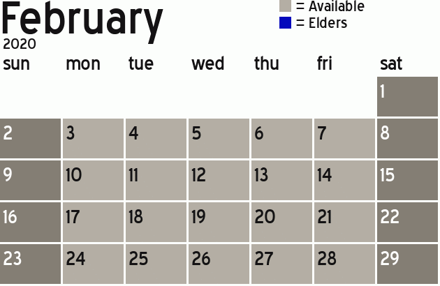 Missionary Dinner Calendar