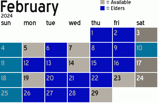 Missionary Dinner Calendar