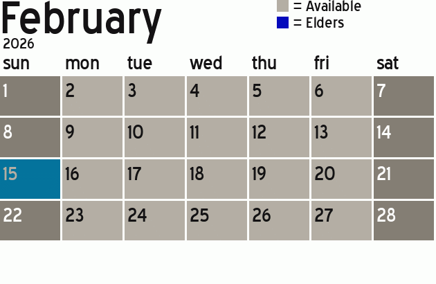 Missionary Dinner Calendar