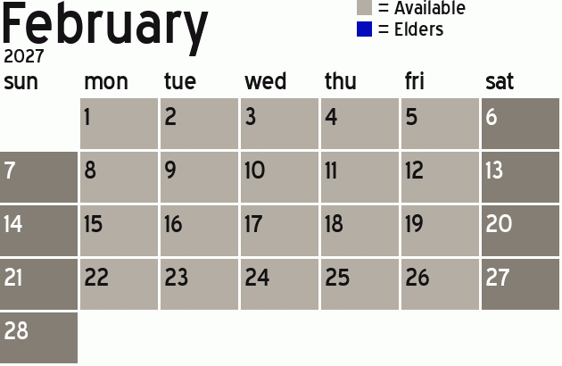 Missionary Dinner Calendar