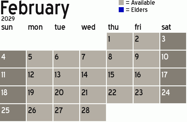 Missionary Dinner Calendar