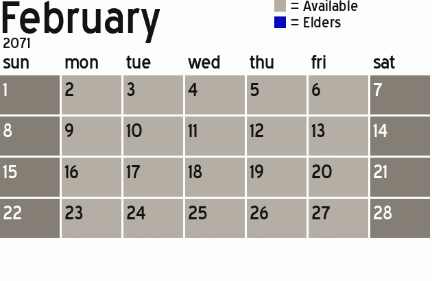 Missionary Dinner Calendar