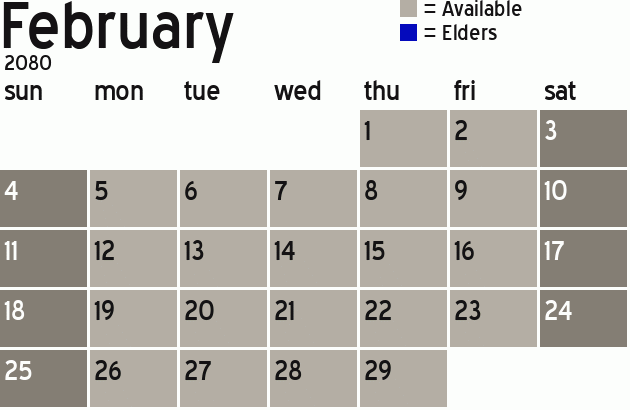Missionary Dinner Calendar
