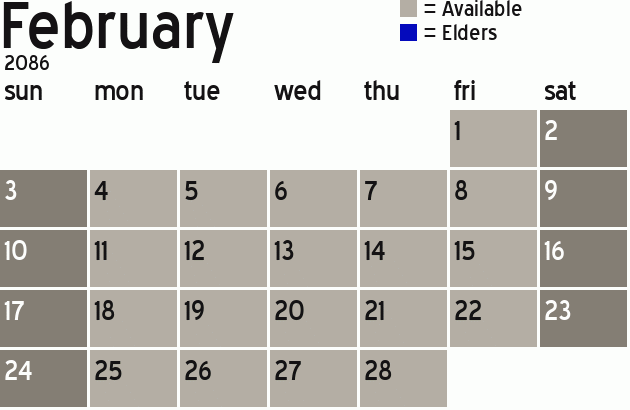 Missionary Dinner Calendar
