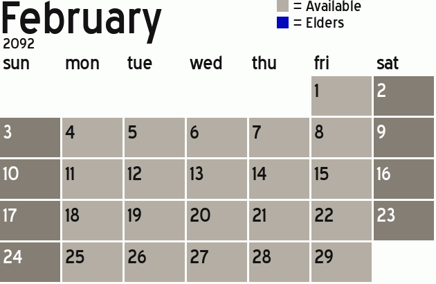 Missionary Dinner Calendar