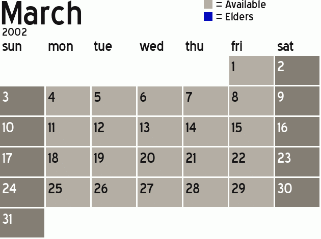 Missionary Dinner Calendar