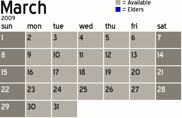 Missionary Dinner Calendar