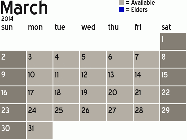 Missionary Dinner Calendar