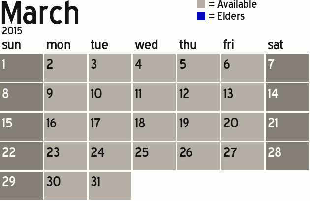 Missionary Dinner Calendar