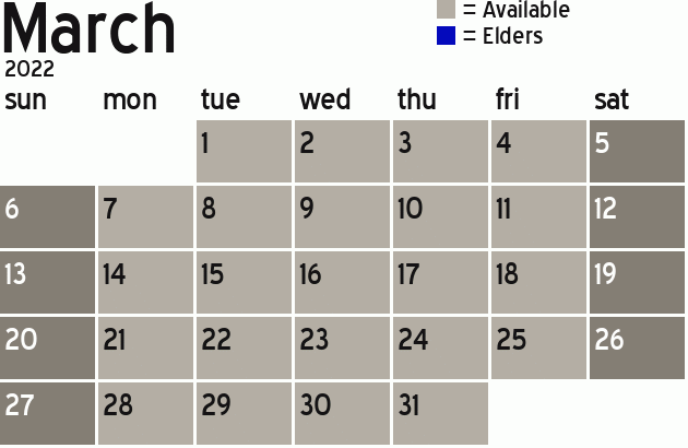 Missionary Dinner Calendar