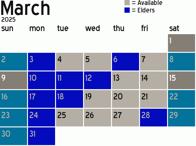 Missionary Dinner Calendar
