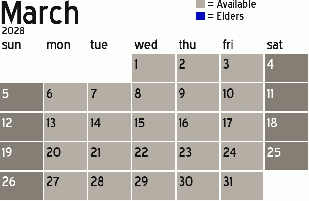 Missionary Dinner Calendar