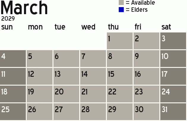 Missionary Dinner Calendar