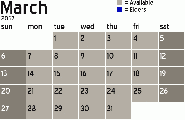 Missionary Dinner Calendar