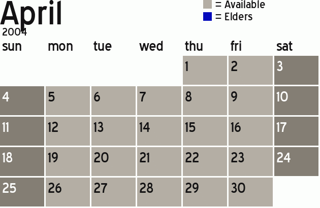 Missionary Dinner Calendar