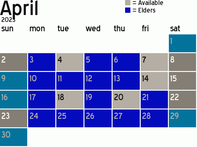 Missionary Dinner Calendar