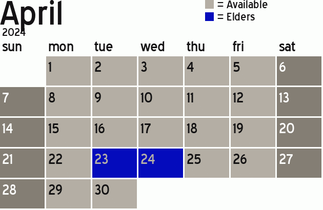 Missionary Dinner Calendar