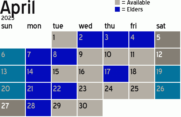 Missionary Dinner Calendar