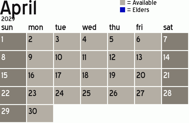 Missionary Dinner Calendar