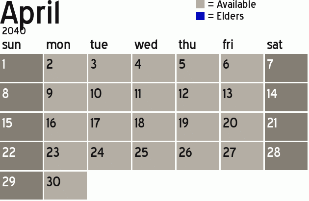 Missionary Dinner Calendar