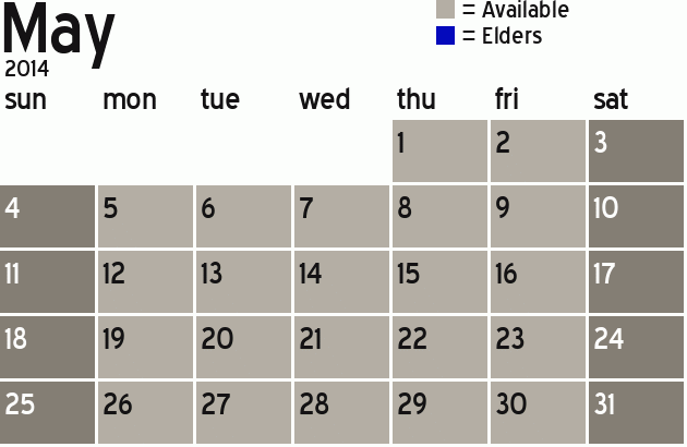 Missionary Dinner Calendar
