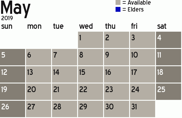 Missionary Dinner Calendar