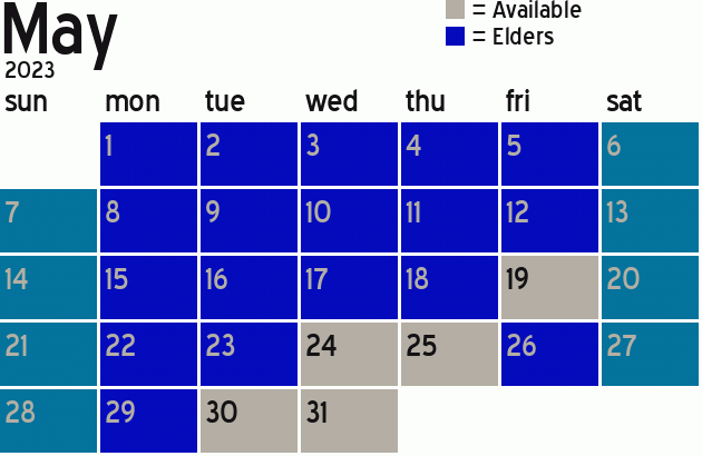 Missionary Dinner Calendar
