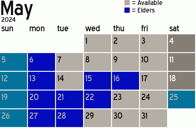 Missionary Dinner Calendar
