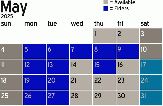 Missionary Dinner Calendar