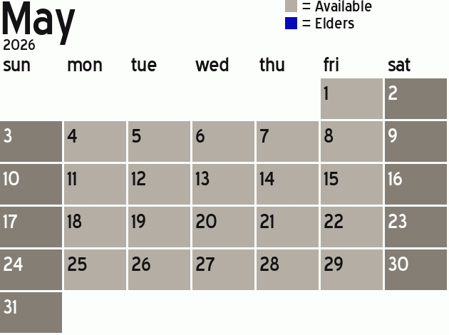 Missionary Dinner Calendar