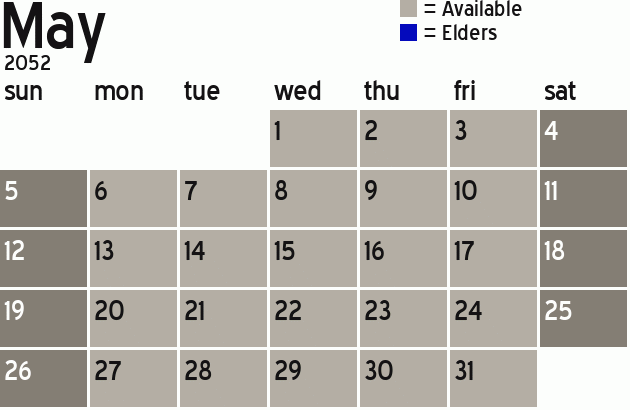Missionary Dinner Calendar