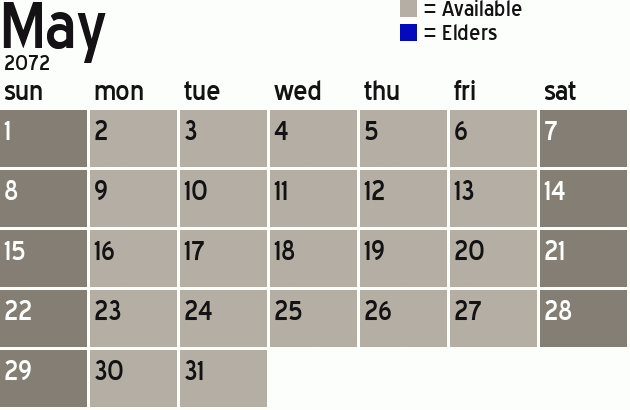 Missionary Dinner Calendar
