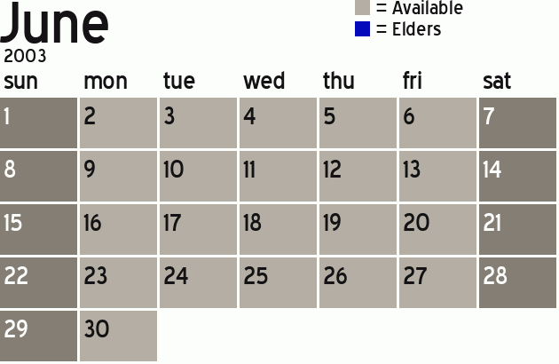 Missionary Dinner Calendar