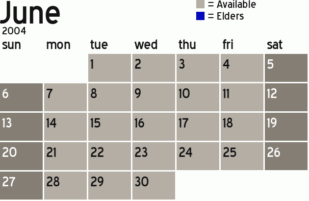 Missionary Dinner Calendar